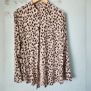 Chico's Beige and Black Animal Print Button-Down Shirt